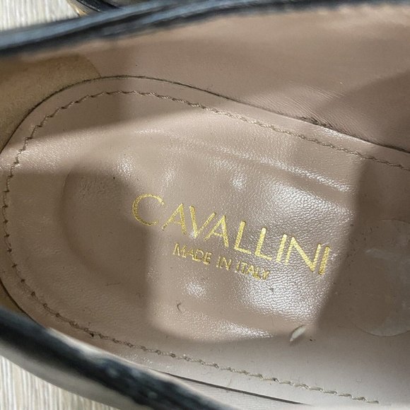 Cavallini Black Leather Studded Gold Heel Loafers Size 37 - Picture 5 of 12